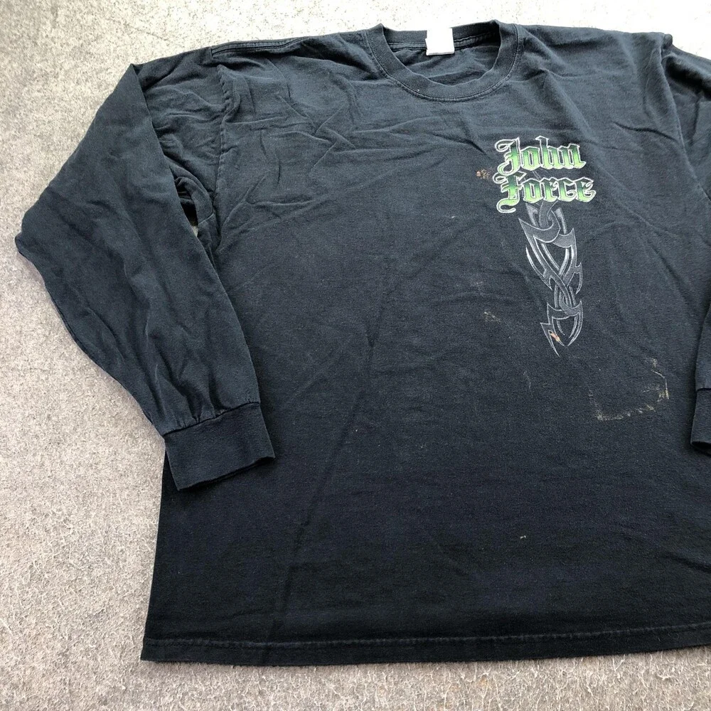 John Force Shirt Mens XL Black Racing Long Sleeve Gildan NHRA Funny Car Graphic